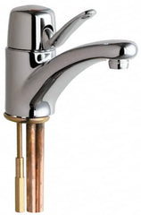 Chicago Faucets - Single Handle, Deck Mounted, Single Hole Bathroom Faucet - Ceramic Mixing Cartridge, No Drain, Integral Spout - Makers Industrial Supply