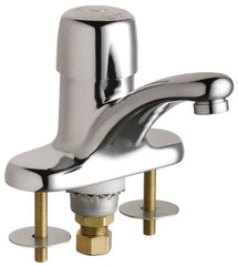 Chicago Faucets - Round Handle, Deck Mounted Bathroom Faucet - One Handle, No Drain, Standard Spout - Makers Industrial Supply