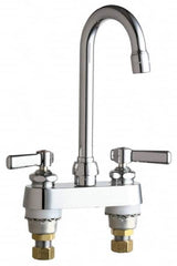 Chicago Faucets - Lever Handle, Deck Mounted Bathroom Faucet - Two Handle, No Drain, Gooseneck Spout - Makers Industrial Supply