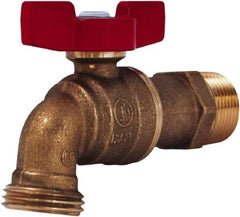 Legend Valve - 3/4" Pipe, 3/4" Tube, Aluminum Hose Bib Drain Cock & Shutoff Valve - 3/4 MNPT Thread, 125 Max psi, 2-29/64" Long - Makers Industrial Supply