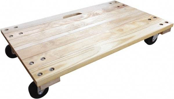 PRO-SOURCE - 1,000 Lb Capacity Hardwood/Polyolefin Solid Top Dolly - 36" Long x 24" Wide x 5" High, 3" Polyolefin Wheels - Makers Industrial Supply