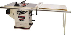 Jet - 10" Blade Diam, 5/8" Arbor Diam, 1 Phase Table Saw - 5 hp, 65" Wide x 36" Deep x 38" High, 230 Volt, 3" Cutting Depth - Makers Industrial Supply