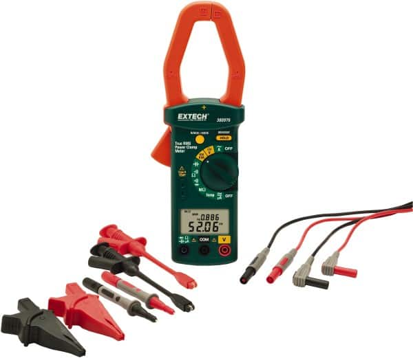 Extech - 4 Piece, Clamp Meter Test Kit - 600 Volt Max, LCD Display - Makers Industrial Supply