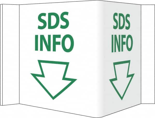 NMC - "SDS Info", 6" Long x 9" Wide, Rigid Plastic Safety Sign - Square, Use for Workplace/Safety - Makers Industrial Supply