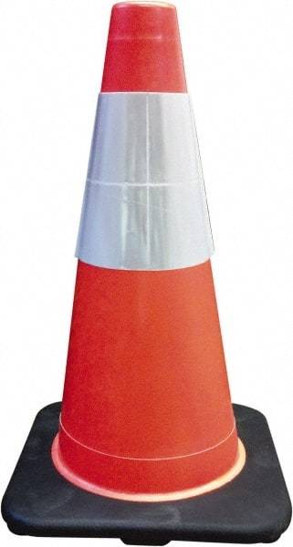 PRO-SAFE - 18" High, Orange Traffic Cone with Base - 12" Base Width, 3 Lb, PVC - Makers Industrial Supply