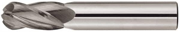 Niagara Cutter - 1/4" Diam, 1-1/2" LOC, 4 Flute Solid Carbide Ball End Mill - TiAlN Finish, Single End, 6" OAL, 1/4" Shank Diam, Spiral Flute - Makers Industrial Supply