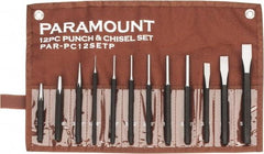 Paramount - 12 Piece Punch & Chisel Set - 3/8 to 5/8" Chisel, 1/16 to 3/8" Punch, Hexagon Shank - Makers Industrial Supply