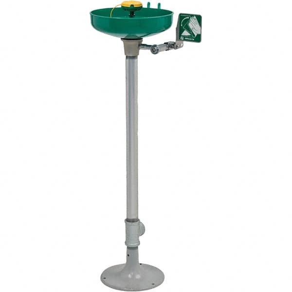 Haws - 15" Wide x 38" High, Pedestal Mount, Plastic Bowl, Eye & Face Wash Station - 11" Inlet, 3.7 GPM Flow Rate - Makers Industrial Supply