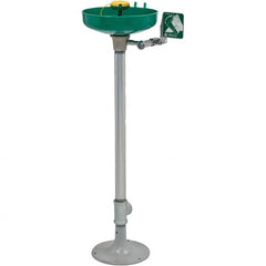 Haws - 15" Wide x 38" High, Pedestal Mount, Plastic Bowl, Eye & Face Wash Station - 11" Inlet, 3.7 GPM Flow Rate - Makers Industrial Supply