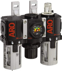 ARO/Ingersoll-Rand - 1/8" NPT Port Miniature 3 Piece Filter-Regulator-Lubricator FRL Unit - Polycarbonate Bowl, 34 SCFM, 150 Max psi, 5" High x 4.724" Long, Manual Drain - Makers Industrial Supply