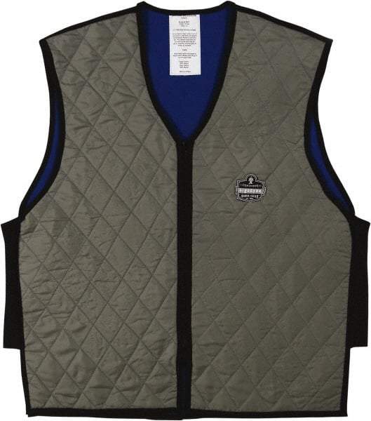 Ergodyne - Size 3XL, Gray Cooling Vest - 50 to 54" Chest, Zipper Front, Nylon - Makers Industrial Supply