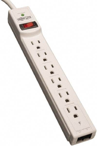 Tripp-Lite - 6 Outlets, 120 VAC15 Amps, 8' Cord, Power Outlet Strip - Floor, Keyhole Mount, 5-15 NEMA Configuration, 1.23" Strip - Makers Industrial Supply