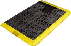 Wearwell - Dry/Wet Environment, Anti-Fatigue Matting - Black & Yellow, Vinyl with Vinyl Base, Beveled - Makers Industrial Supply