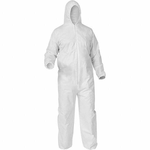 KleenGuard - Size L Polypropylene General Purpose Coveralls - White, Zipper Closure, Elastic Cuffs, Elastic Ankles, Serged Seams - Makers Industrial Supply