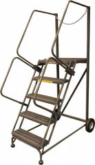 Ballymore - 80" 5 Step Rolling Warehouse Ladder - Truck & Dock Access, 450 Lb Capacity, 50" Platform Height, 32" Base Width x 60" Base Depth, Serrated - Makers Industrial Supply