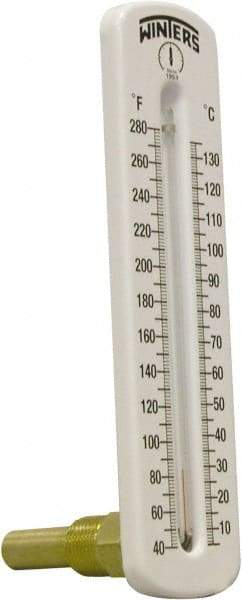 Winters - 40 to 280°F, Industrial Thermometer with Standard Thermowell - 1 Inch Immersion Length, 2 Inch Stem Length, 8 Inch Long, 1/2 Inch Thread - Makers Industrial Supply