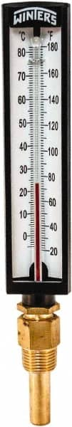 Winters - 20 to 180°F, Industrial Thermometer with Standard Thermowell - 2 Inch Immersion Length, 1.825 Inch Stem Length, 10 Inch Long, 1/2 Inch Thread - Makers Industrial Supply