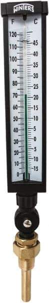 Winters - -15 to 120°F, Industrial Thermometer with Standard Thermowell - 3 Inch Immersion Length, 3-1/2 Inch Stem Length, 17 Inch Long, 3/4 Inch Thread - Makers Industrial Supply