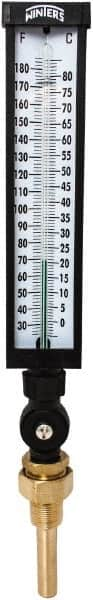 Winters - 30 to 180°F, Industrial Thermometer with Standard Thermowell - 3 Inch Immersion Length, 3-1/2 Inch Stem Length, 17 Inch Long, 3/4 Inch Thread - Makers Industrial Supply