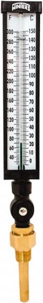 Winters - 30 to 300°F, Industrial Thermometer with Standard Thermowell - 3 Inch Immersion Length, 3-1/2 Inch Stem Length, 17 Inch Long, 3/4 Inch Thread - Makers Industrial Supply