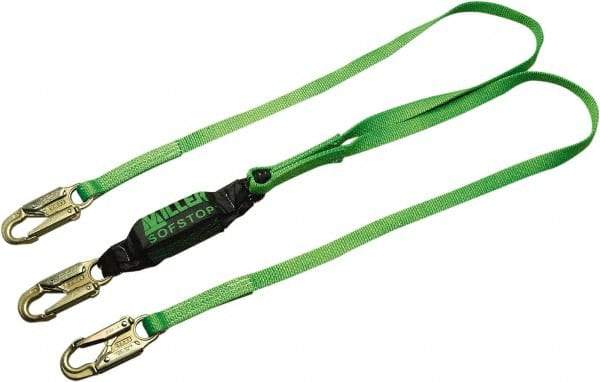 Miller - 6' Long, 310 Lb Capacity, 2 Leg Locking Snap Hook Harness Lanyard - Webbing, Locking Snap Hook Anchorage Connection - Makers Industrial Supply