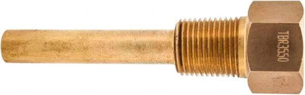 Winters - 4-1/2 Inch Overall Length, 1/2 Inch Thread, Brass Thermowell - 2-1/2 Inch Insertion Length - Makers Industrial Supply