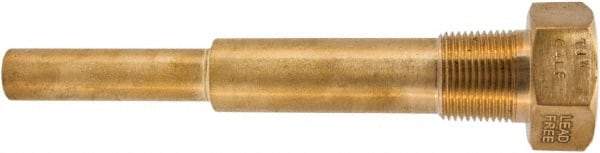 Winters - 6-3/4 Inch Overall Length, 3/4 Inch Thread, Brass Thermowell - 5 Inch Insertion Length - Makers Industrial Supply