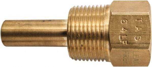 Winters - 2-1/2 Inch Overall Length, 3/4 Inch Thread, Brass Thermowell - 1.3 Inch Insertion Length - Makers Industrial Supply