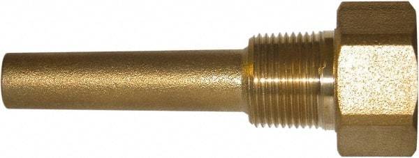 Winters - 4-1/4 Inch Overall Length, 3/4 Inch Thread, Brass Thermowell - 2-1/2 Inch Insertion Length - Makers Industrial Supply