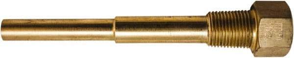 Winters - 7-1/2 Inch Overall Length, 1/2 Inch Thread, Brass Thermowell - 4-1/2 Inch Insertion Length - Makers Industrial Supply