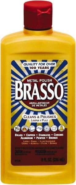 Brasso - 8 Fluid Ounce Liquid Metal Polish - Unscented, Bottle - Makers Industrial Supply