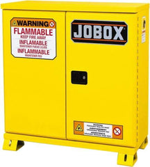 Jobox - 2 Door, 1 Shelf, Yellow Steel Standard Safety Cabinet for Flammable and Combustible Liquids - 49" High x 46-3/32" Wide x 19-5/8" Deep, Manual Closing Door, 30 Gal Capacity - Makers Industrial Supply