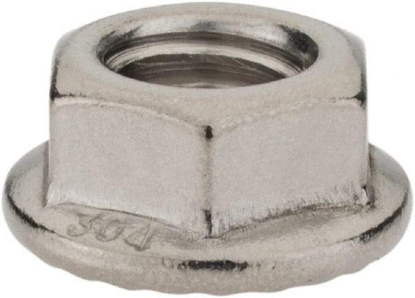 Monroe Engineering Products - 3/8-16 304 Steel Hex Flange Lock Nut - 9/16" Width Across Flats, 3/8" High - Makers Industrial Supply