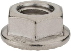 Monroe Engineering Products - 3/8-16 304 Steel Hex Flange Lock Nut - 9/16" Width Across Flats, 3/8" High - Makers Industrial Supply