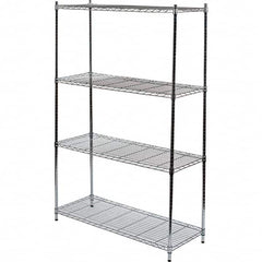 Quantum Storage - 4 Shelf Wire Shelving Unit - 48" Wide x 18" Deep x 72" High, - Makers Industrial Supply