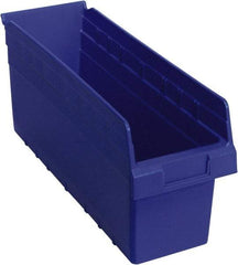 Quantum Storage - 17-7/8" Deep, Blue Polypropylene Hopper Shelf Bin - 8" High x 6-5/8" Wide x 17-7/8" Long - Makers Industrial Supply