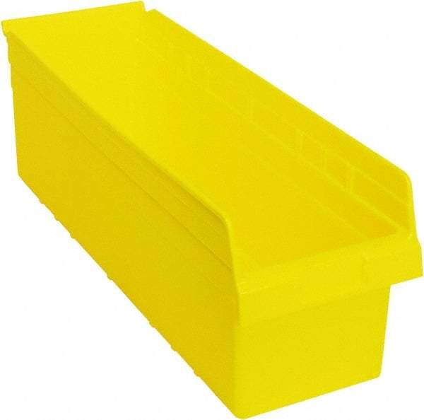 Quantum Storage - 23-5/8" Deep, Yellow Polypropylene Hopper Shelf Bin - 8" High x 8-3/8" Wide x 23-5/8" Long - Makers Industrial Supply