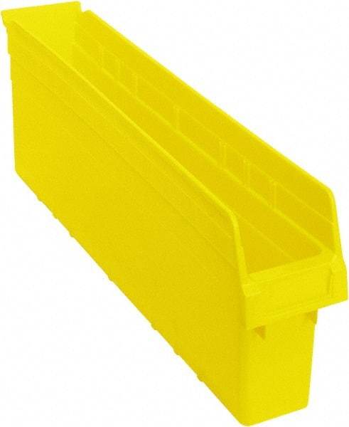 Quantum Storage - 23-5/8" Deep, Yellow Polypropylene Hopper Shelf Bin - 8" High x 4-3/8" Wide x 23-5/8" Long - Makers Industrial Supply