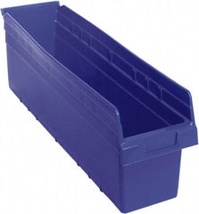 Quantum Storage - 23-5/8" Deep, Blue Polypropylene Hopper Shelf Bin - 8" High x 6-5/8" Wide x 23-5/8" Long - Makers Industrial Supply