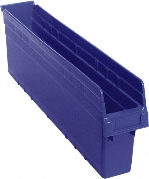 Quantum Storage - 23-5/8" Deep, Blue Polypropylene Hopper Shelf Bin - 8" High x 4-3/8" Wide x 23-5/8" Long - Makers Industrial Supply