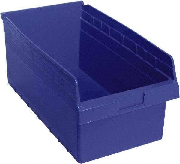 Quantum Storage - 17-7/8" Deep, Blue Polypropylene Hopper Shelf Bin - 8" High x 11-1/8" Wide x 17-7/8" Long - Makers Industrial Supply