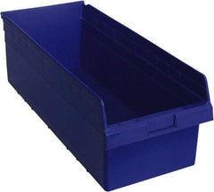 Quantum Storage - 23-5/8" Deep, Blue Polypropylene Hopper Shelf Bin - 8" High x 11-1/8" Wide x 23-5/8" Long - Makers Industrial Supply