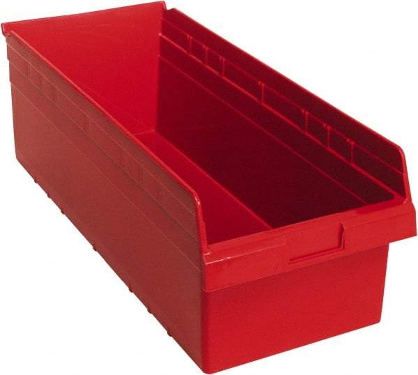 Quantum Storage - 23-5/8" Deep, Red Polypropylene Hopper Shelf Bin - 8" High x 11-1/8" Wide x 23-5/8" Long - Makers Industrial Supply