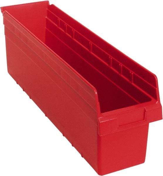 Quantum Storage - 23-5/8" Deep, Red Polypropylene Hopper Shelf Bin - 8" High x 6-5/8" Wide x 23-5/8" Long - Makers Industrial Supply