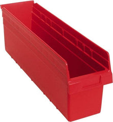 Quantum Storage - 23-5/8" Deep, Red Polypropylene Hopper Shelf Bin - 8" High x 6-5/8" Wide x 23-5/8" Long - Makers Industrial Supply