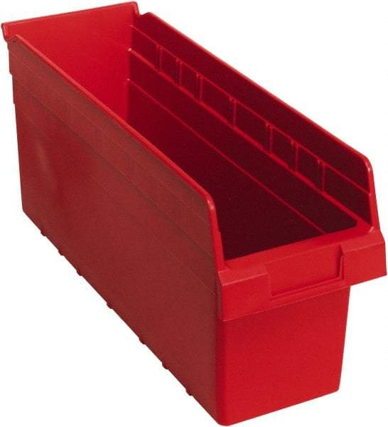 Quantum Storage - 17-7/8" Deep, Red Polypropylene Hopper Shelf Bin - 8" High x 6-5/8" Wide x 17-7/8" Long - Makers Industrial Supply