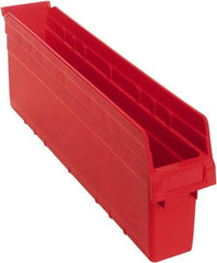 Quantum Storage - 23-5/8" Deep, Red Polypropylene Hopper Shelf Bin - 8" High x 4-3/8" Wide x 23-5/8" Long - Makers Industrial Supply