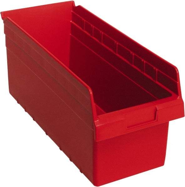 Quantum Storage - 17-7/8" Deep, Red Polypropylene Hopper Shelf Bin - 8" High x 8-3/8" Wide x 17-7/8" Long - Makers Industrial Supply