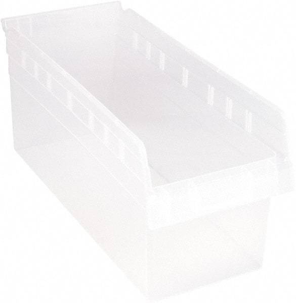 Quantum Storage - 17-7/8" Deep, Clear Polypropylene Hopper Shelf Bin - 8" High x 8-3/8" Wide x 17-7/8" Long - Makers Industrial Supply