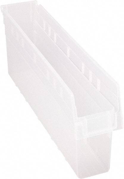 Quantum Storage - 23-5/8" Deep, Clear Polypropylene Hopper Shelf Bin - 8" High x 4-3/8" Wide x 23-5/8" Long - Makers Industrial Supply